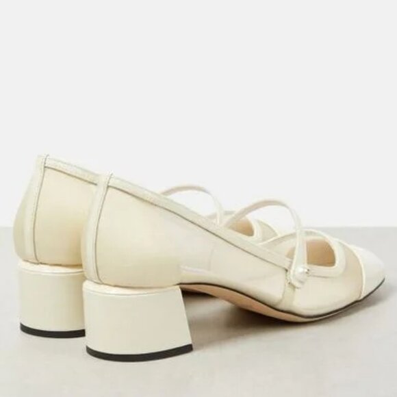 NIB$875 Jimmy Choo Elisa 45 Embellished Patent Leather Mesh Mary Jane Pumps 37 - Picture 4 of 16